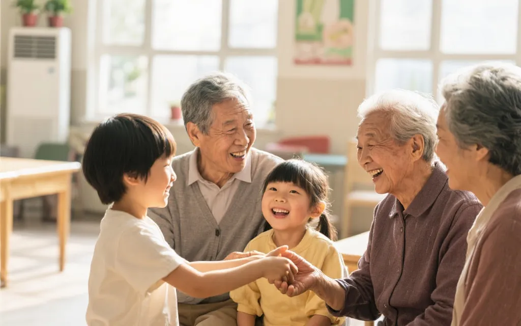 社会福利项目受益人群笑脸